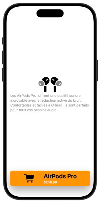 capture d'écran dun iPhone qui représente un Text "helloworld"