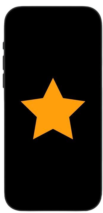 capture d'écran dun iPhone qui représente une étoile orange sur un fond noir