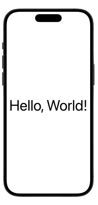 capture d'écran dun iPhone qui représente un texte hello, World! avec une taille de police personnalisé.