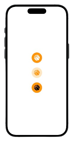 Capture d’écran d’une app iOS montrant des imageSystemeName, avec une déclinaison de couleur orange