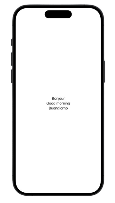 Capture d’écran d’une app iOS montrant le placement de composants dans une VStack.