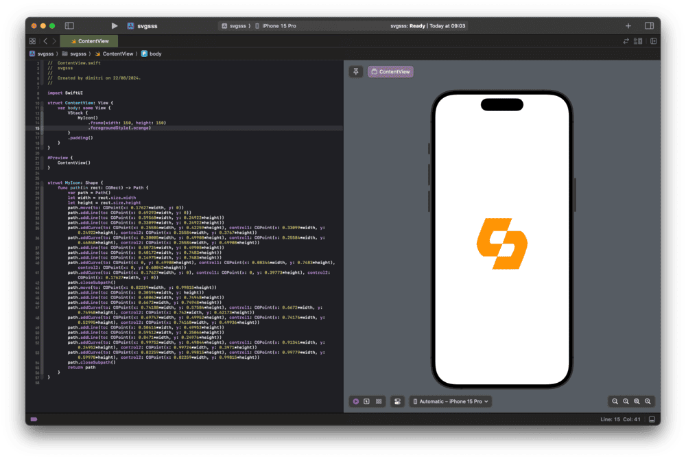 Capture d'écran du résultat final de la shape custom dans xCode