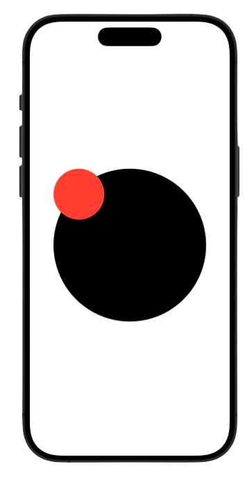 Capture d’écran d’une app iOS montrant le placement de composants dans une ZStack personnalisée.
