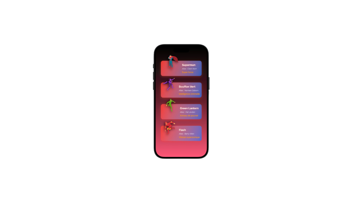 Image de présentation d’un écran iOS illustrant les composants Textes en SwiftUI, un long texte est présent sur l'écran
