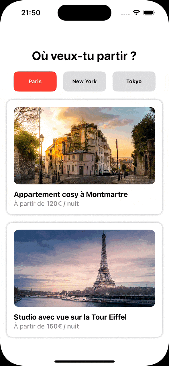 capture d'écran dun iPhone qui représente un Text "helloworld"