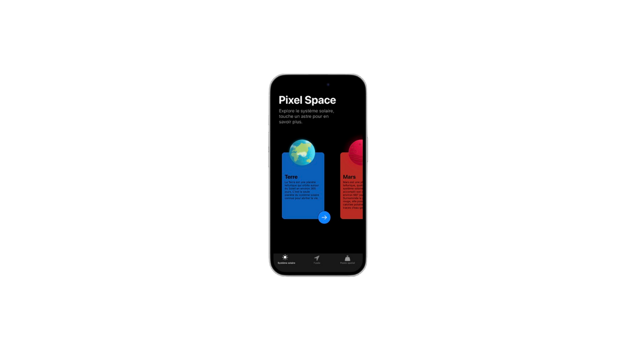 Image de présentation d’un écran iOS illustrant les composants Textes en SwiftUI, un long texte est présent sur l'écran